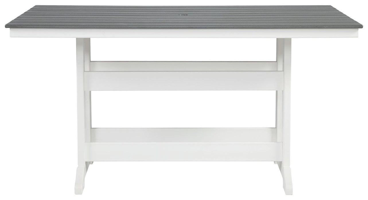 Transville - Rectangular Counter Table With Umbrella Option - Gray / White
