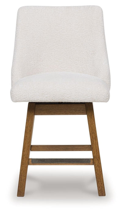 Cabalynn - Upholstered Swivel Barstool (Set of 2) - Oatmeal / Light Brown
