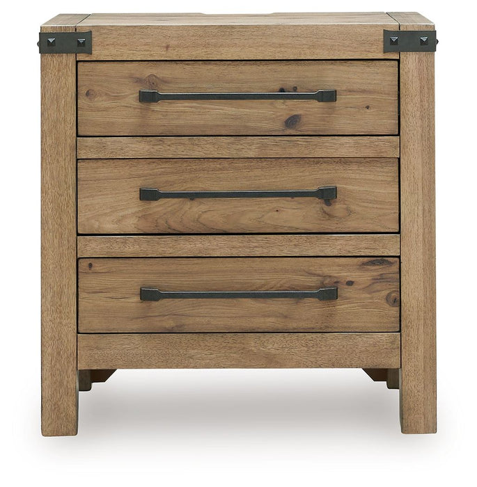 Ridgester - Three Drawer Night Stand - Light Brown