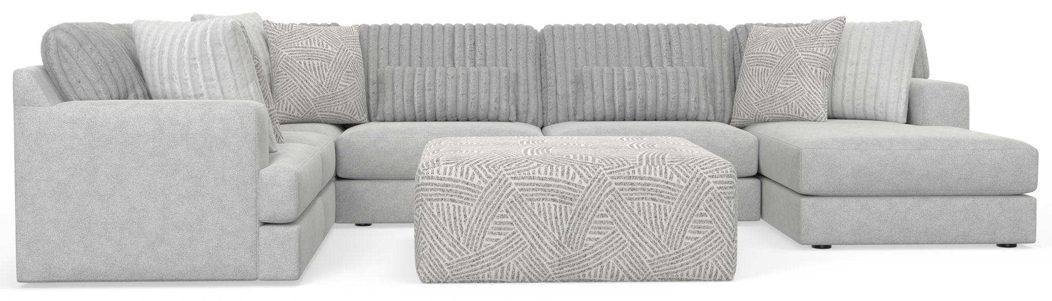Logan - Upholstered Sectional With Comfort Coil Seating - 46" Cocktail Ottoman And Accent Pillows Included