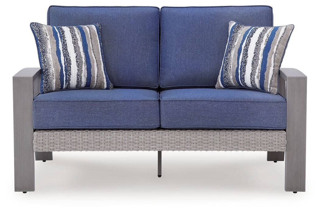 Half Moon Beach - Loveseat With Cushion - Blue / Gray