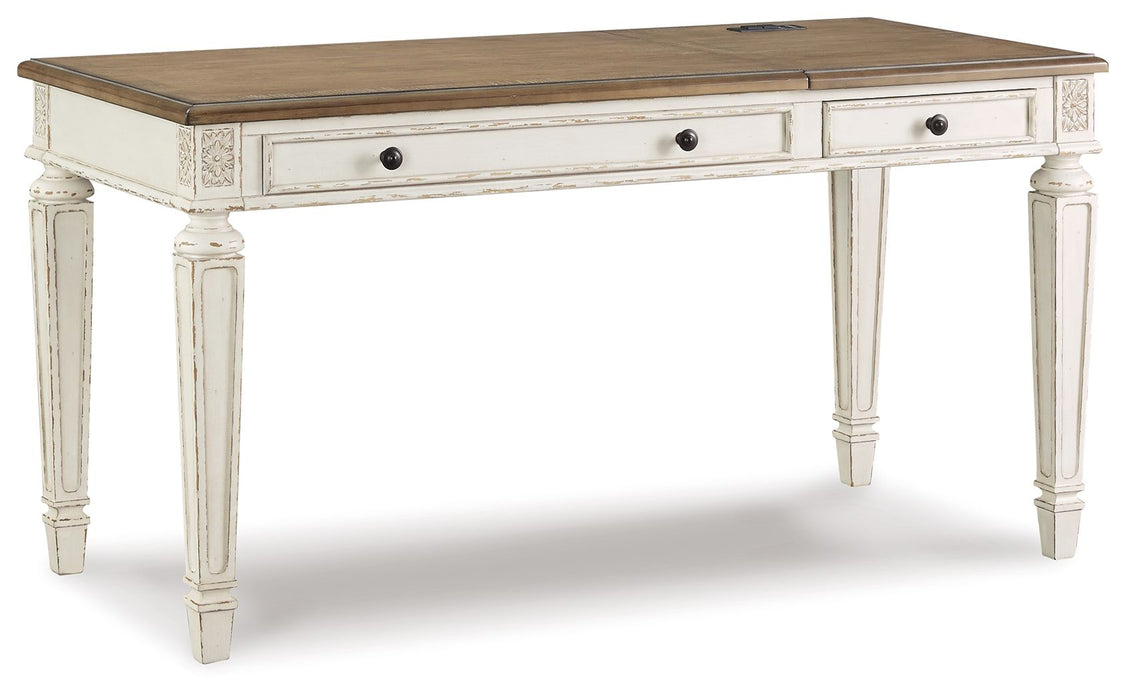 Realyn - Home Office Lift Top Desk - White / Brown