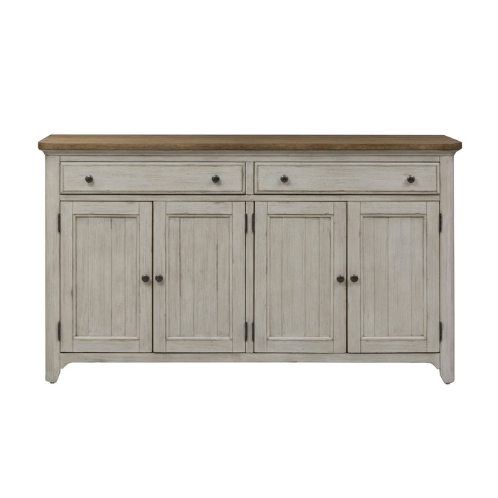 Farmhouse Reimagined - Server - Antique White / Chestnut Tops
