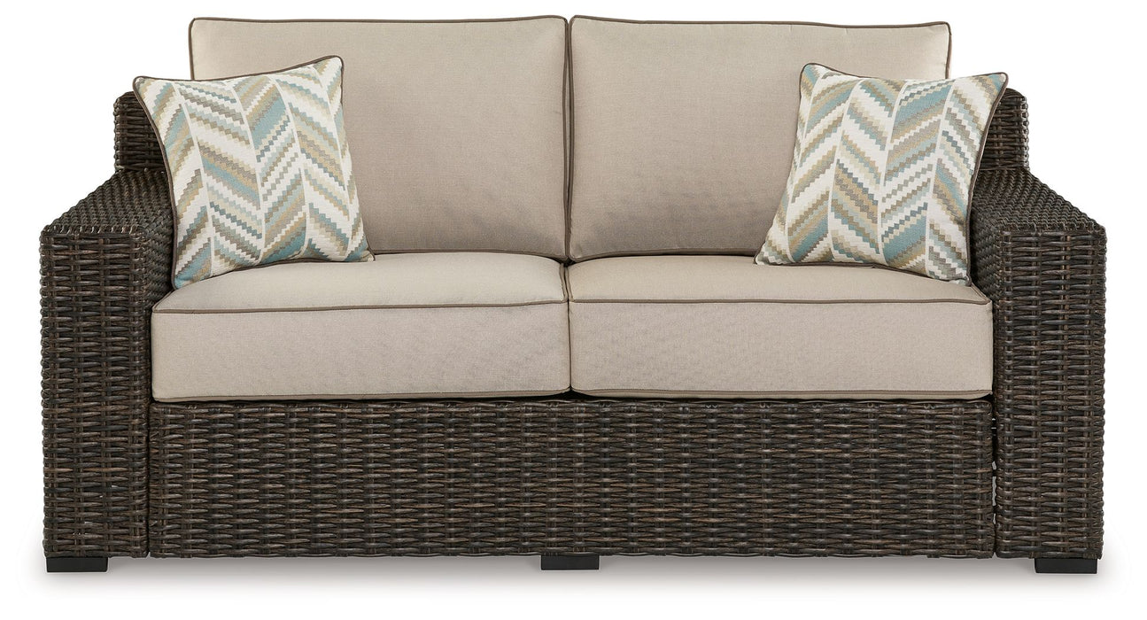 Coastline Bay - Loveseat With Cushion - Brown