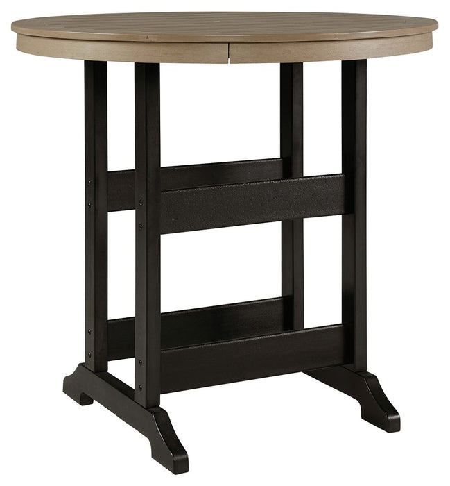 Fairen Trail - Round Bar Table w/Umb OPT - Black / Driftwood
