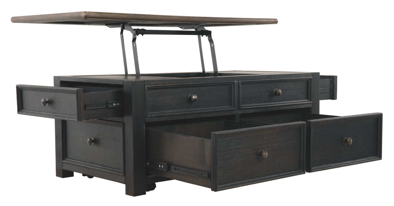 Tyler Creek - Lift Top Cocktail Table - Grayish Brown / Black
