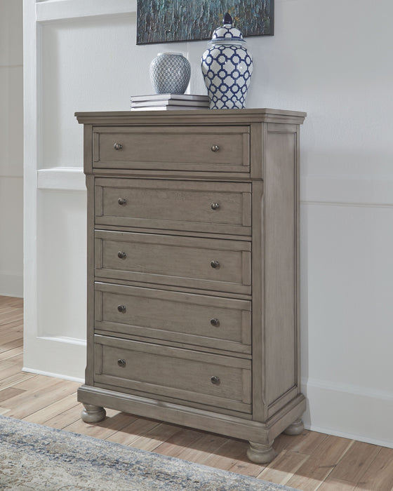 Lettner - Five Drawer Chest - 2-handles - Light Gray