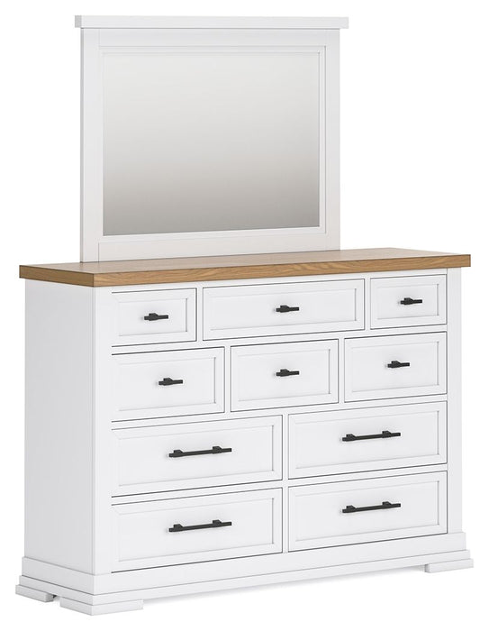 Ashbryn - Dresser And Mirror - White / Natural