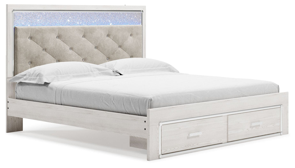 Altyra - King Upholstered Storage Bed - White