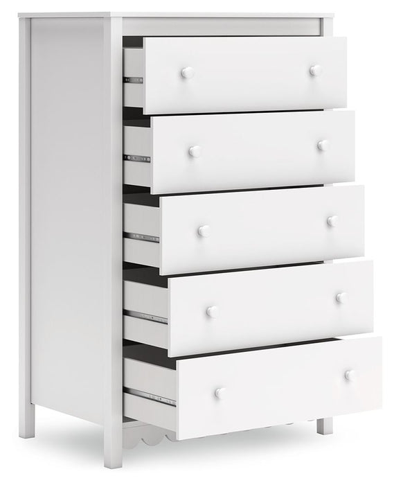 Hallityn - Five Drawer Chest - White