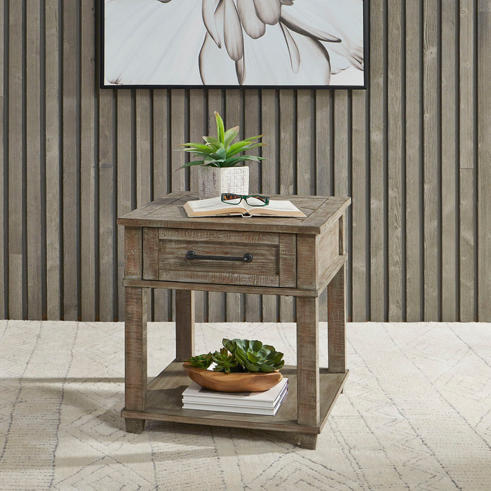 Parkland Falls - Rectangular End Table - Weathered Taupe